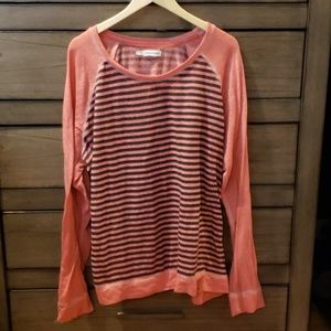 Maurices Orange Striped Long Sleeved Shirt